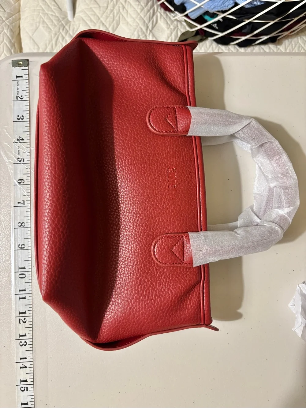 Cincha Small Vegan Leather Go Tote Crossbody Pebbled Elevated Travel Clean Logo